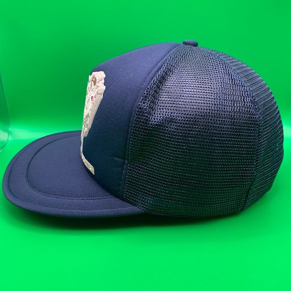 Vintage NASA Mesh Trucker Hat Navy Shuttle Astronaut Kennedy Snap-Back Cap 80s - Picture 2 of 8